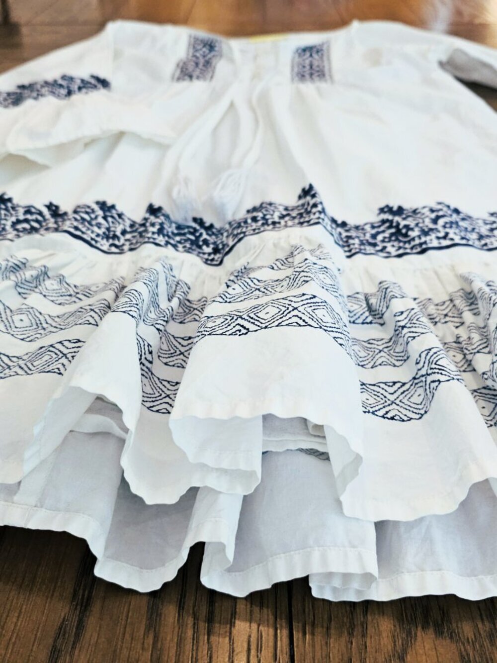 Roller Rabbit Maricruz Mona Border Dress S White Navy Block Print Boho NWOT - Picture 7 of 10